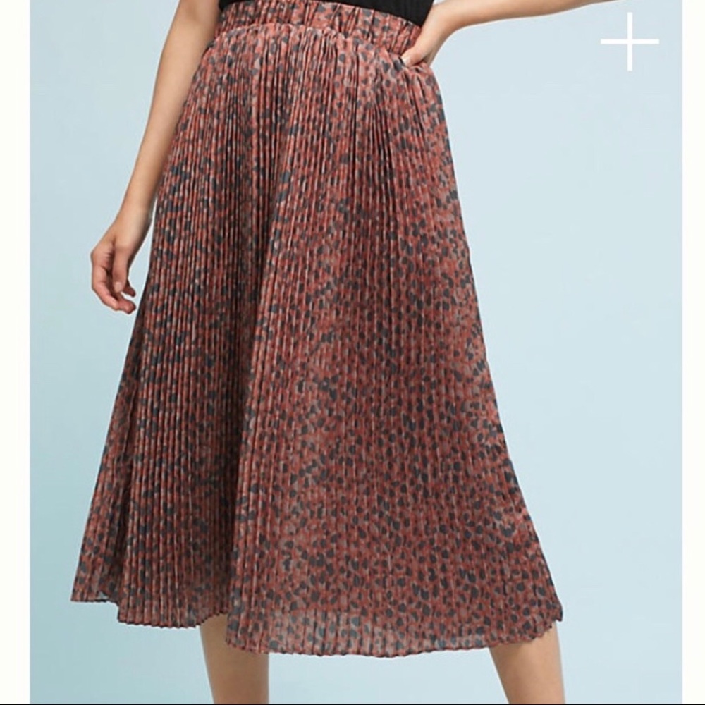 Anthropologie Pleated Leopard Skirt